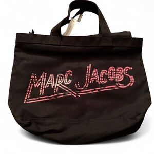 Authentic Marc Jacobs Black/Pink Zebra Canvas Tote Bag NWT